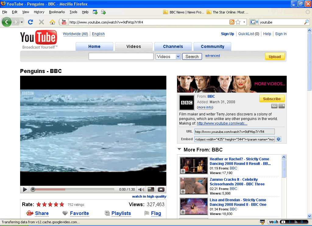 YouTube video watch page (2008)